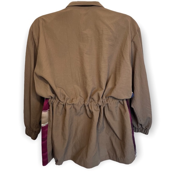 Vintage Abstract Print Zip Jacket With Drawstring Plus Size 1X - Picture 3 of 9